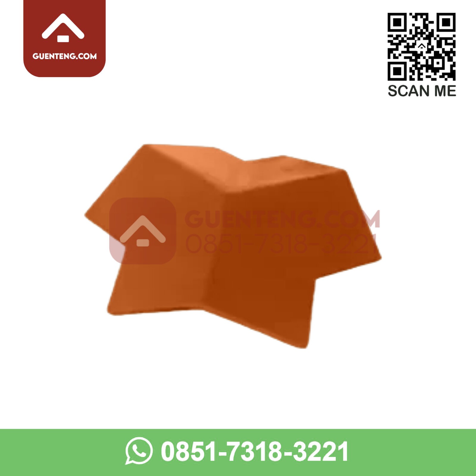 Aksesoris Genteng Beton Mutiara Flat Nok Tiga Arah Warna Coklat Muda