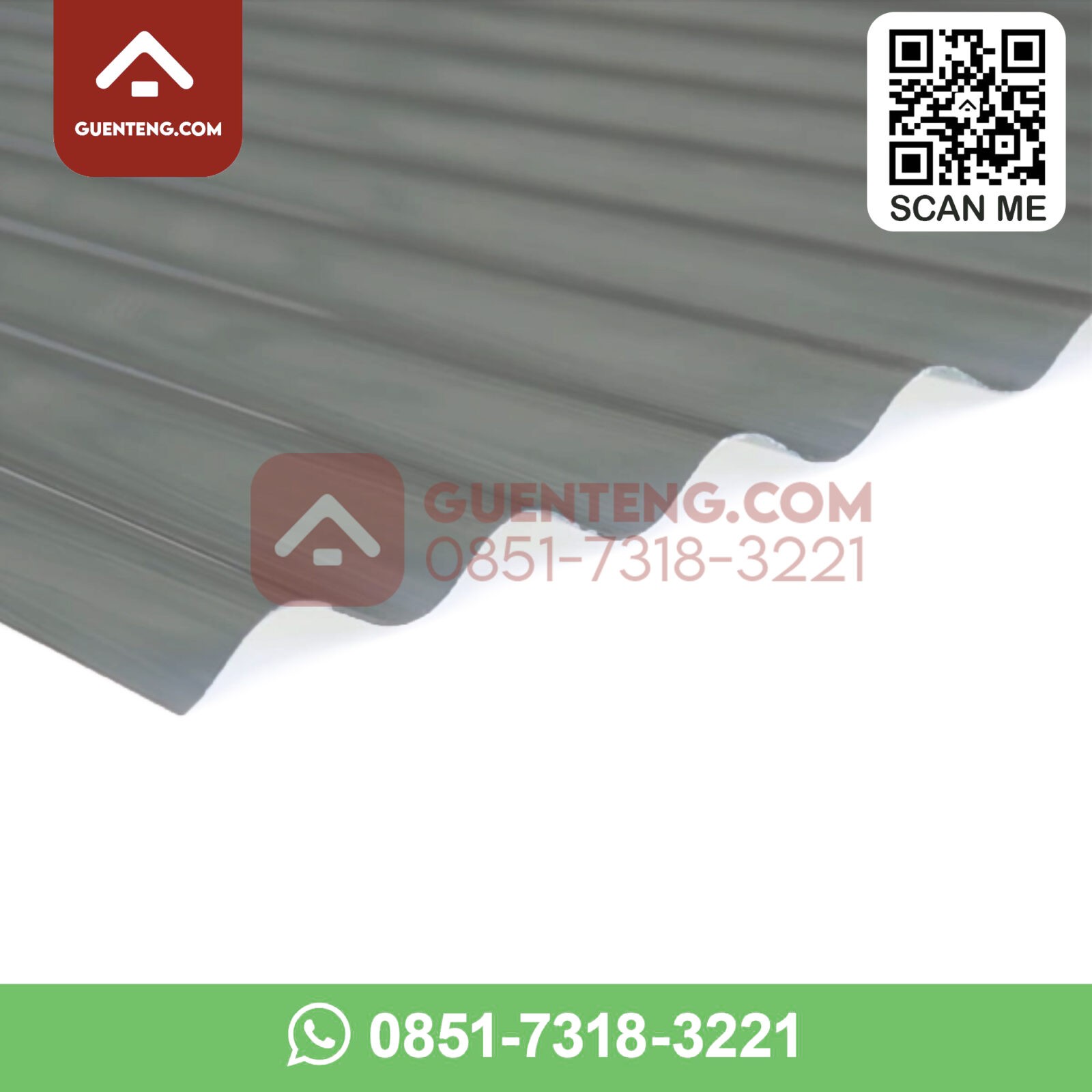Atap Polycarbonate Solartuff Gelombang Tipe Roma Warna Silver Milenium – 2.4 Meter