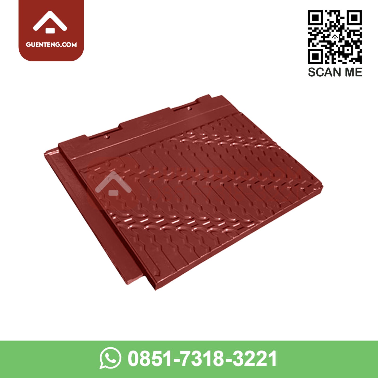 Genteng Beton Mutiara Motif Batik Warna Merah Bata Guenteng
