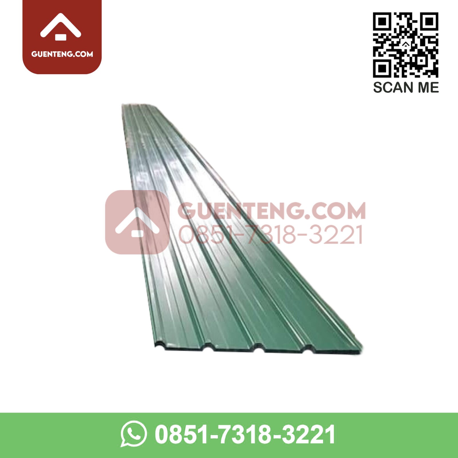 Spandek Metal Color Tebal 0 30 mm Panjang 3 Meter Warna Hijau