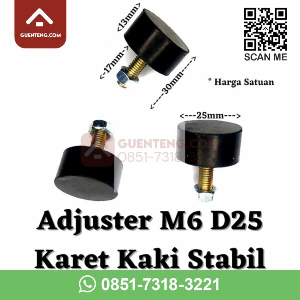 adjuster m6 d25 diameter 25 mm karet kaki stabil kursi meja sofa mebel
