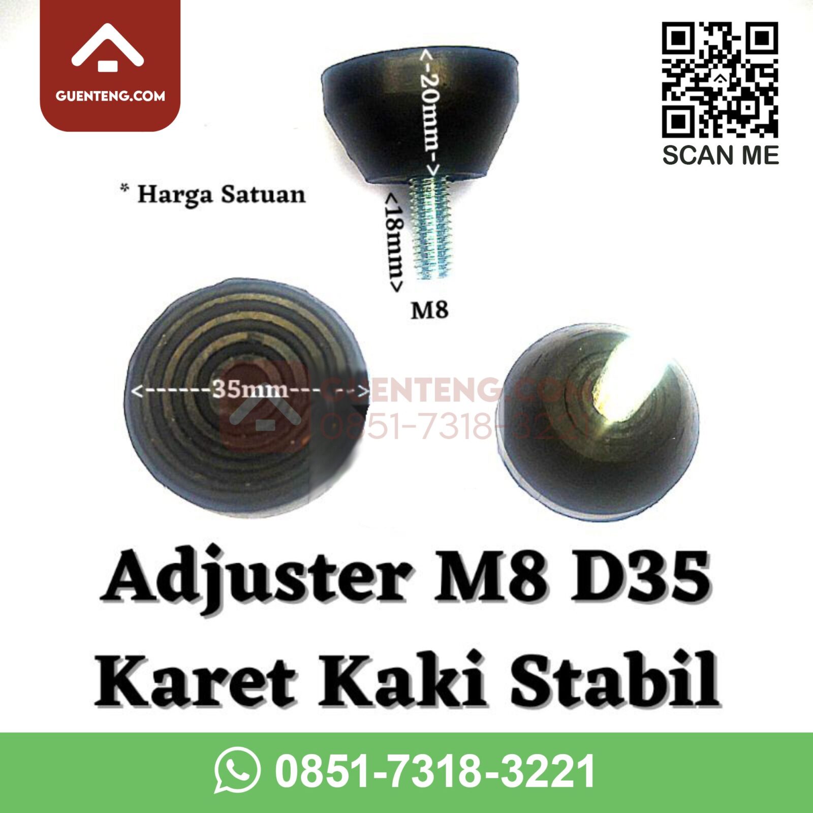 Adjuster M8 D35 Diameter 35Mm Karet Kaki Stabil Kursi Meja Sofa Mebel adjuster m8 d35 diameter 35mm karet kaki stabil kursi meja sofa mebel.jpg