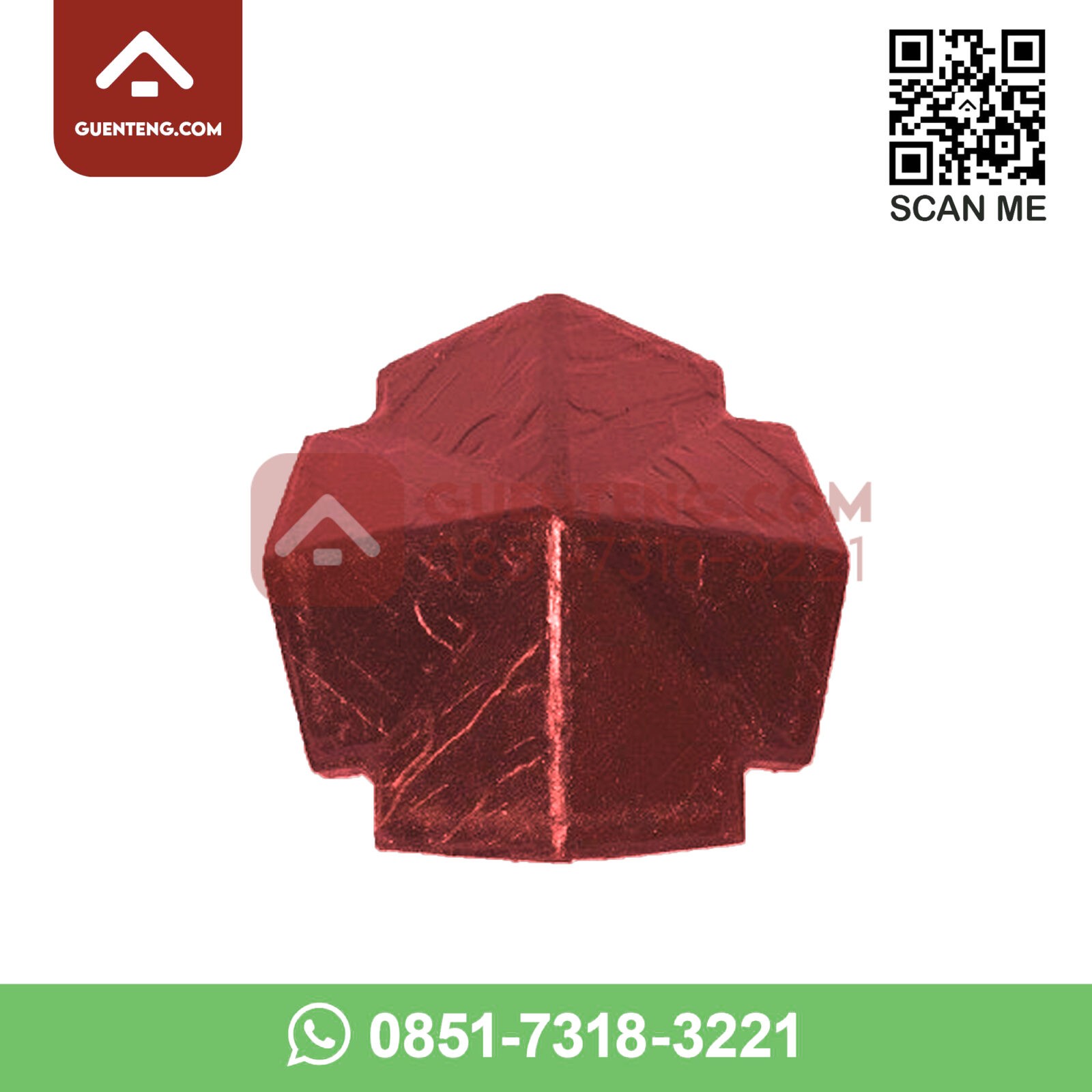 Aksesoris Genteng Beton Cengkareng Permai Cp Flat Stone Nok Cabang Empat Arah Warna Merah Midnight Red Guenteng Com