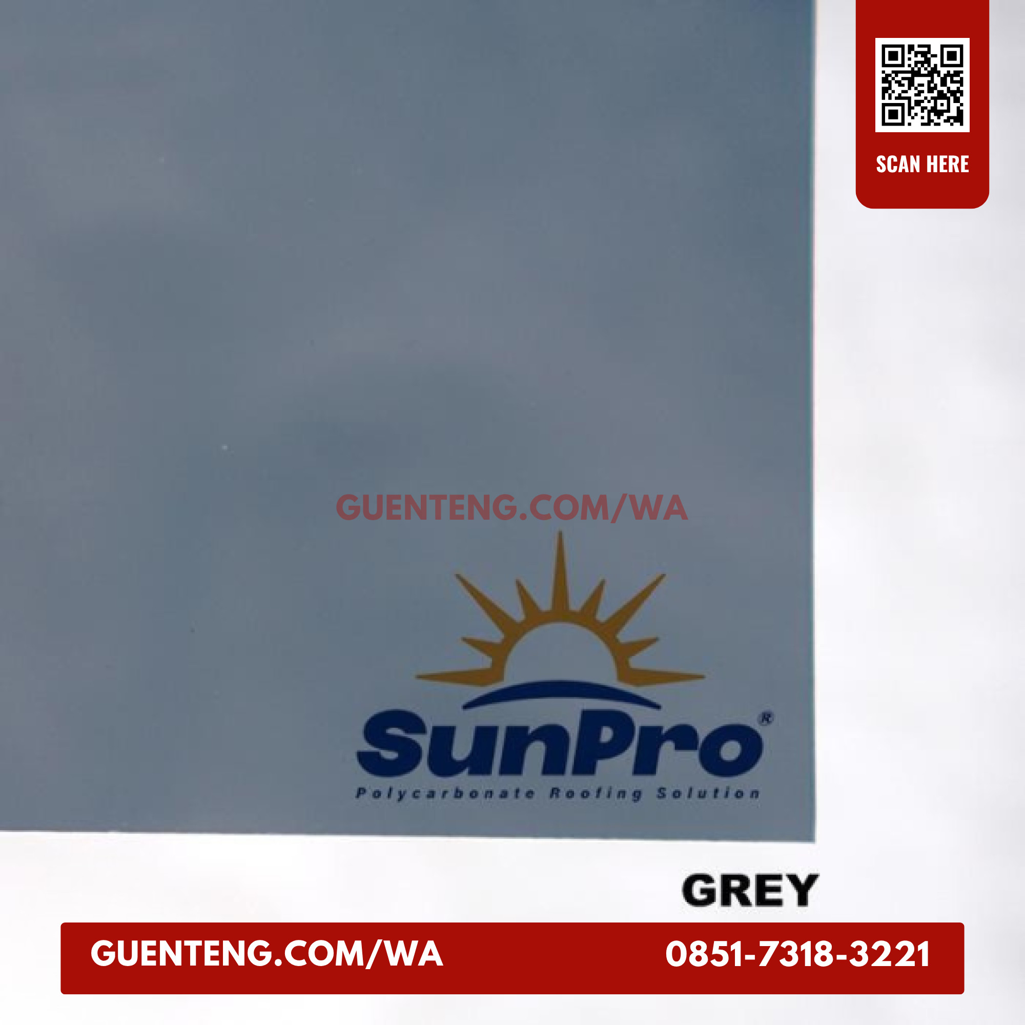 Atap Polycarbonate Solid Solarflat Merk Sunpro 1 Abu Abu