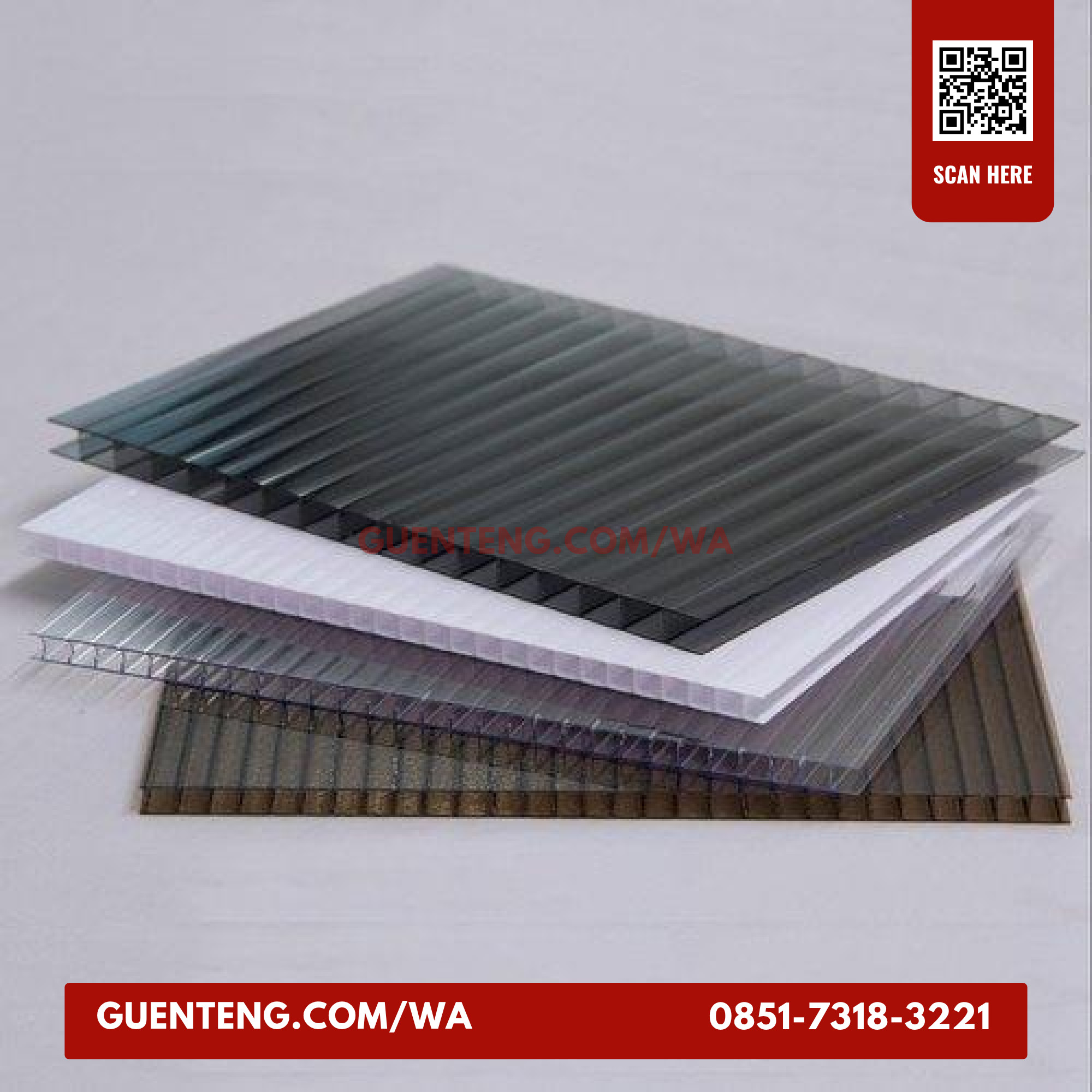 Atap Polycarbonate Sunpro Twinwall 4 mm Biru 1 Roll