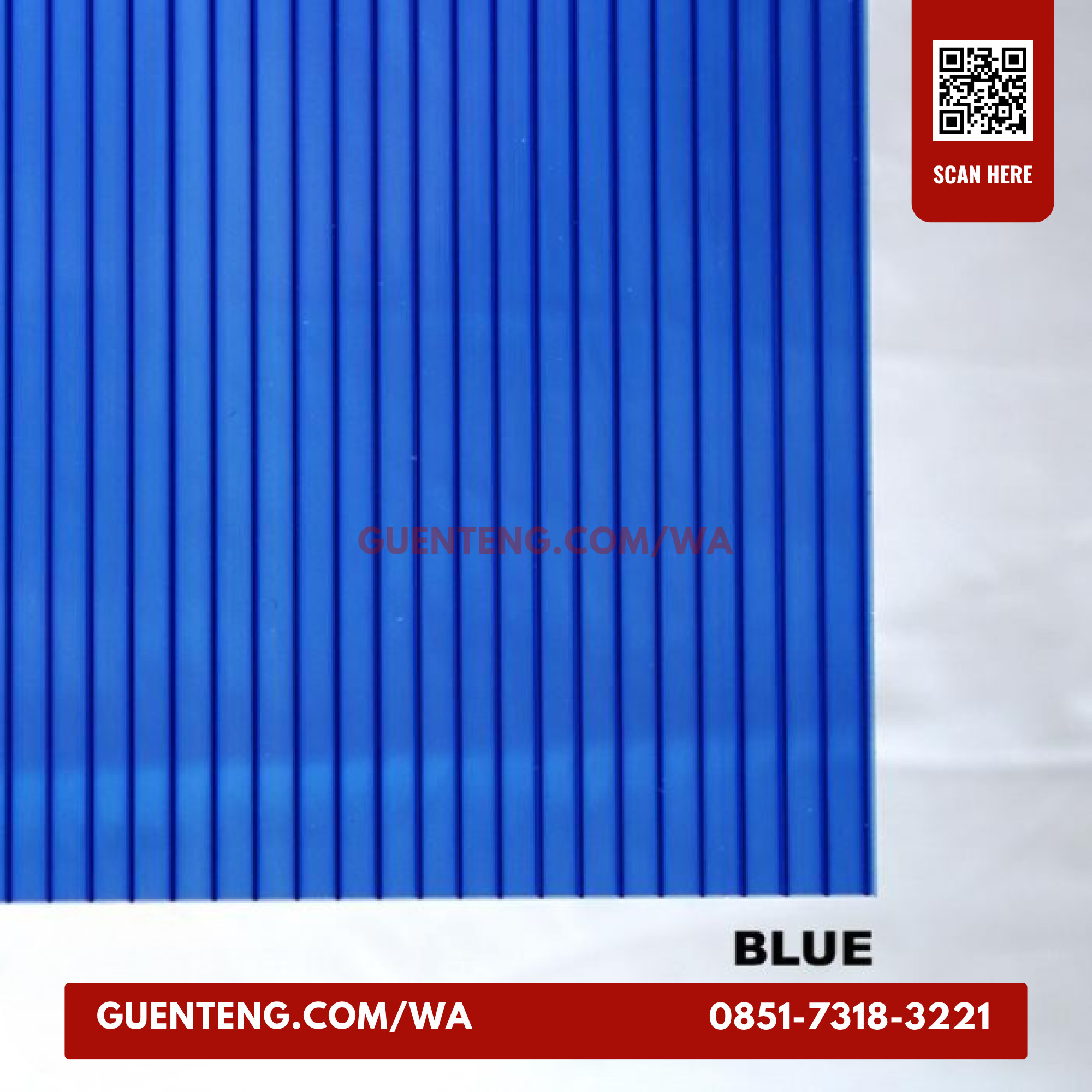 Atap Polycarbonate Sunpro Twinwall 4 mm Biru 1 Roll