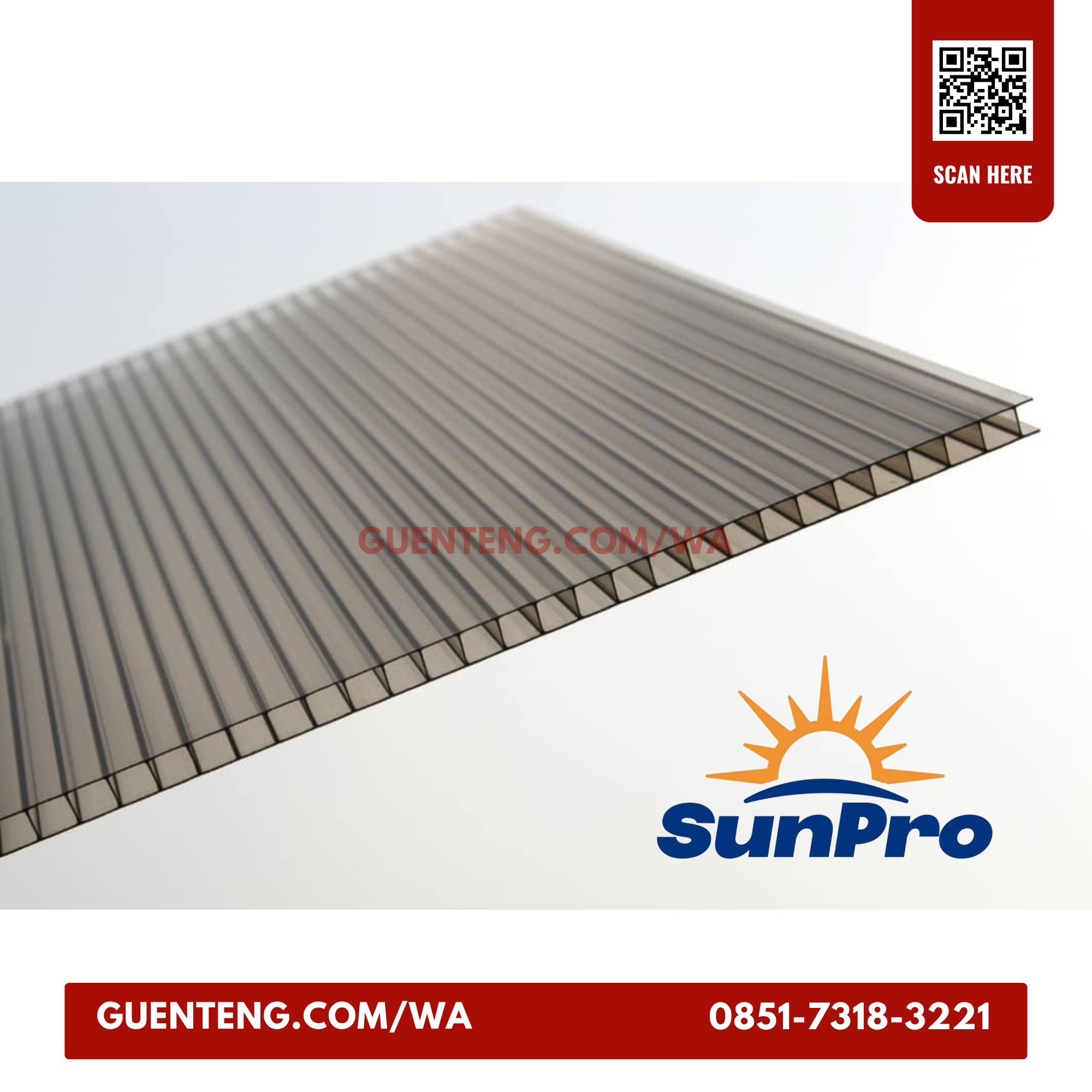 Atap Polycarbonate Sunpro Twinwall 4 mm Cokelat / 1 Roll atap polycarbonate sunpro twinwall 4 mm cokelat 1 roll 7.jpg