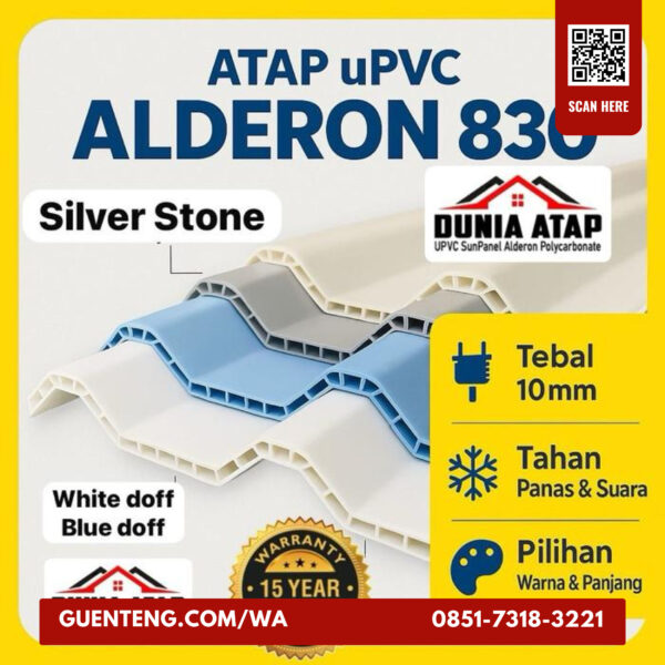Atap uPVC Alderon R830 Double Layer 10Mm 1 12M Putih 1