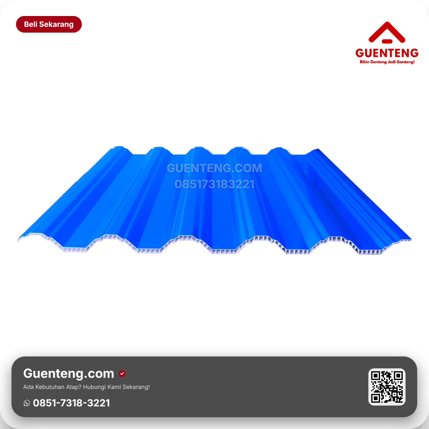 Distributor Resmi Atap uPVC Holodeck 12mm ASA (Efektif 78cm) - Biru / Hijau Merah Terlengkap & Bergaransi