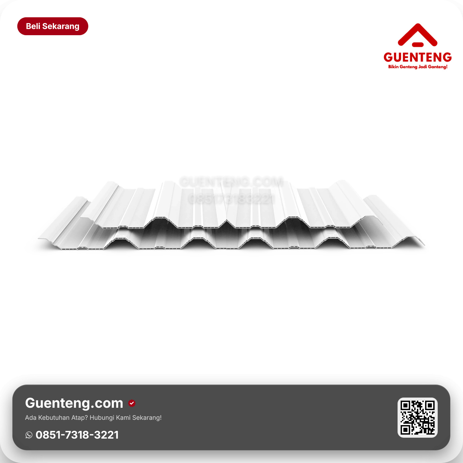 Harga Atap uPVC Hololite 6mm (Efektif 93cm) - Putih Terbaru 2026 - Distributor Guenteng