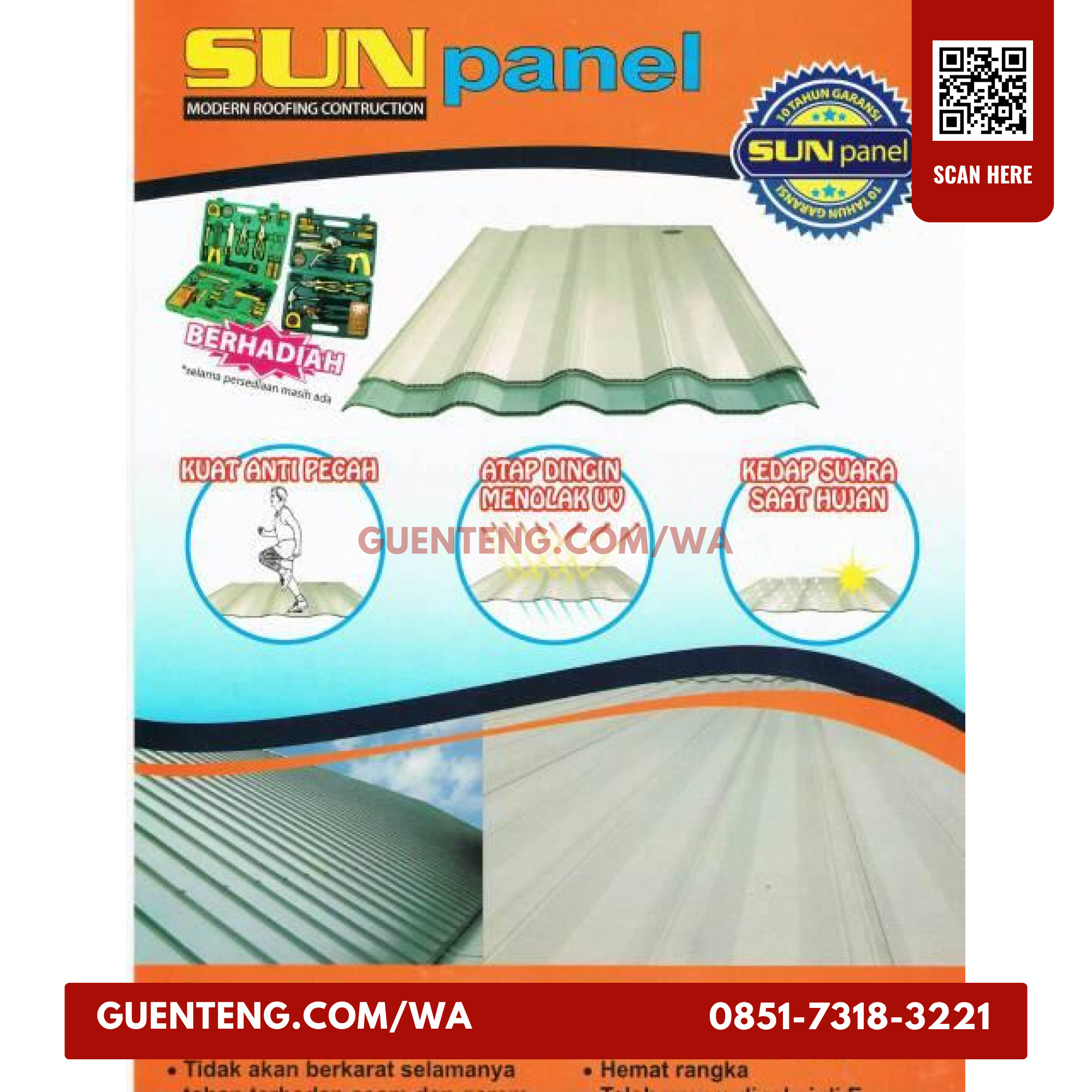 Atap uPVC Sun Panel 770 Biru Muda