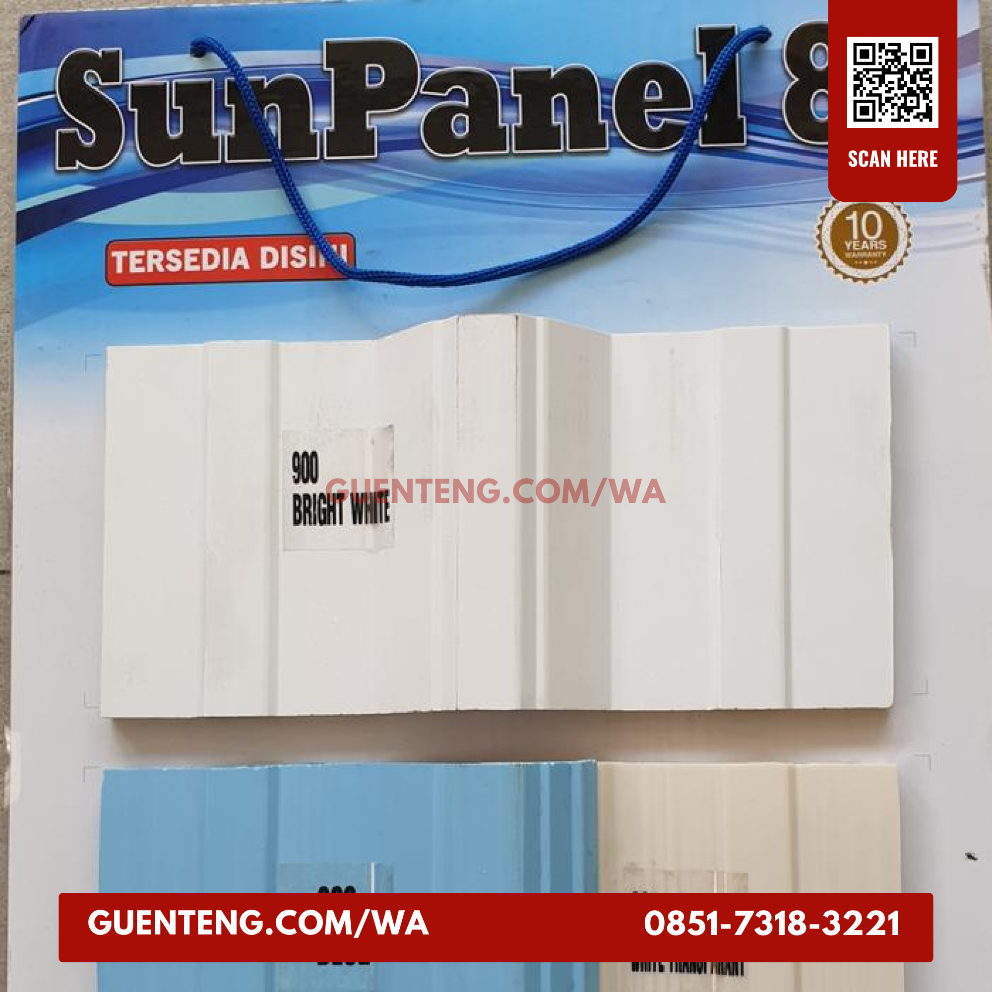 Atap uPVC Sun Panel Double Layer 840 Garansi 10 Ta Putih