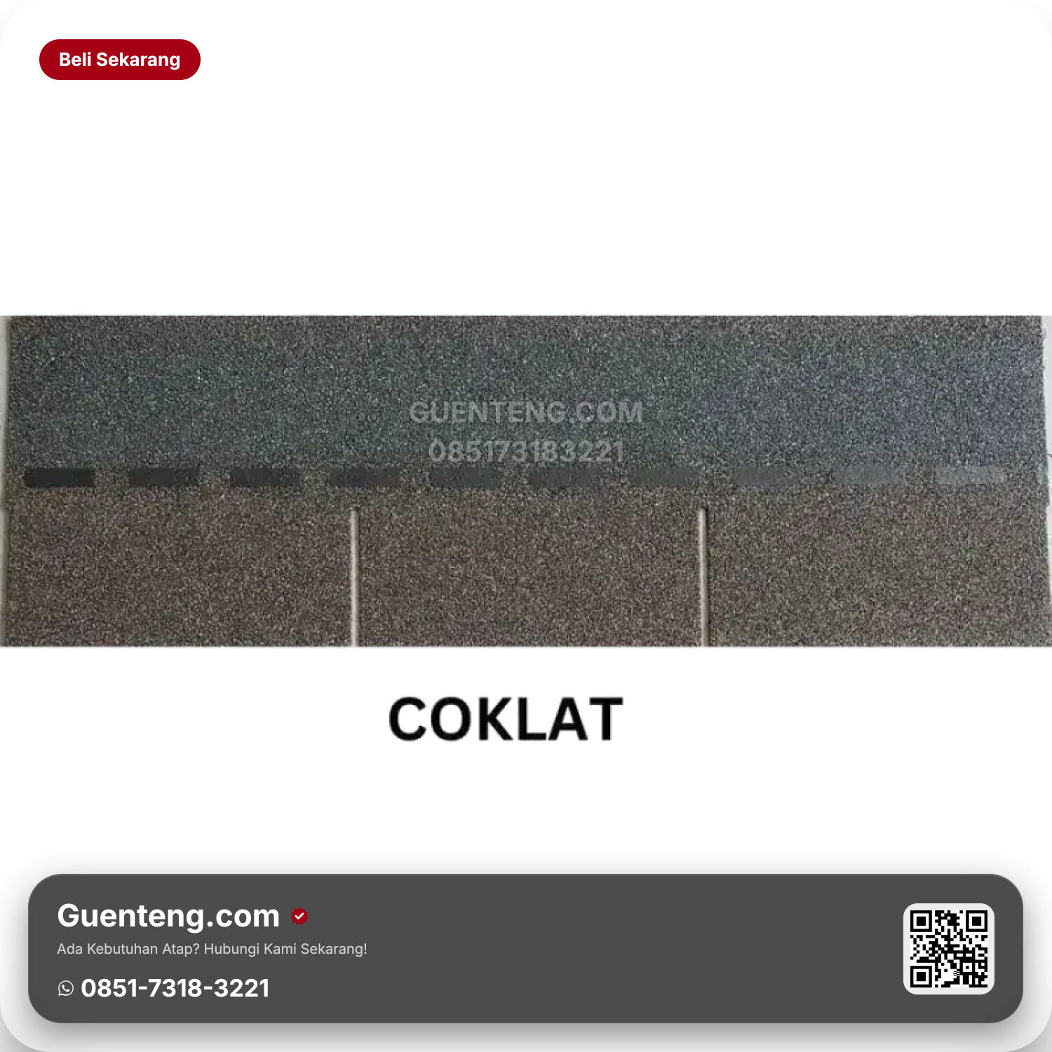 Atap 3 Tab Shingles Java Atap Bitumen Java Coklat 3.1m2