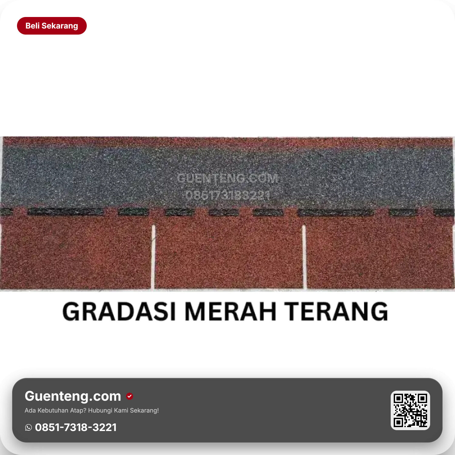 Bitumen 3 Tab Shingles Java Atap Bitumen Java Bitumen Gradasi Merah Terang M2 3 1M2