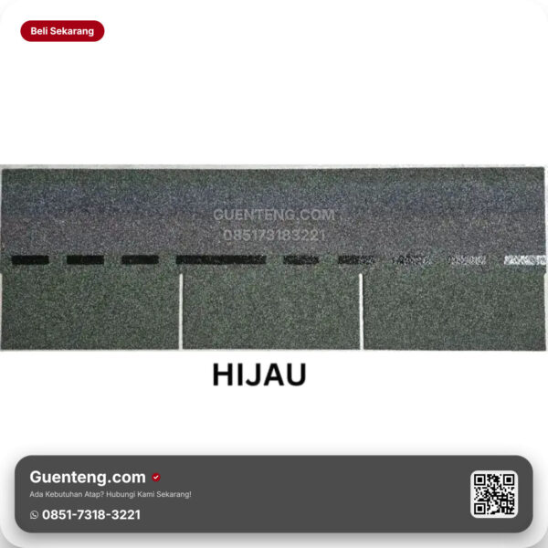 Bitumen 3 Tab Shingles Java Atap Bitumen Java Bitumen Hijau M2 3 1M2