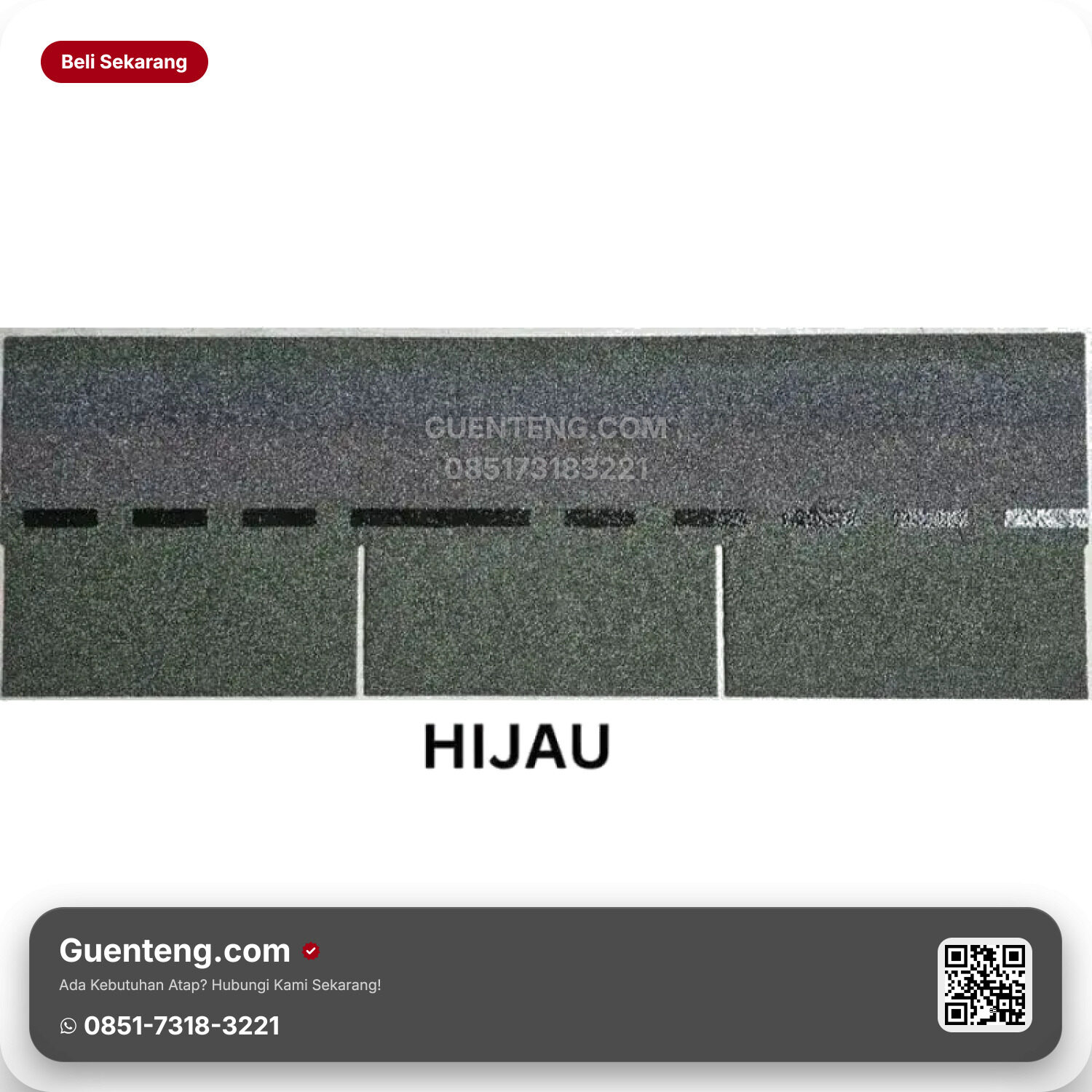 Atap 3 Tab Shingles Java Atap Bitumen Java Hijau 3.1m2