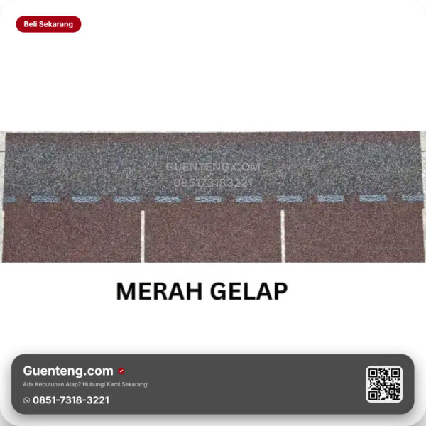 Bitumen 3 Tab Shingles Java Atap Bitumen Java Bitumen Merah Gelap M2 3 1M2