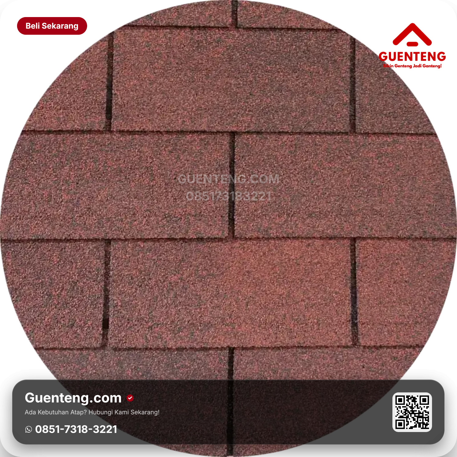 Atap Bitumen 3 Tab Shingles Owens Corning Asian Red Classic