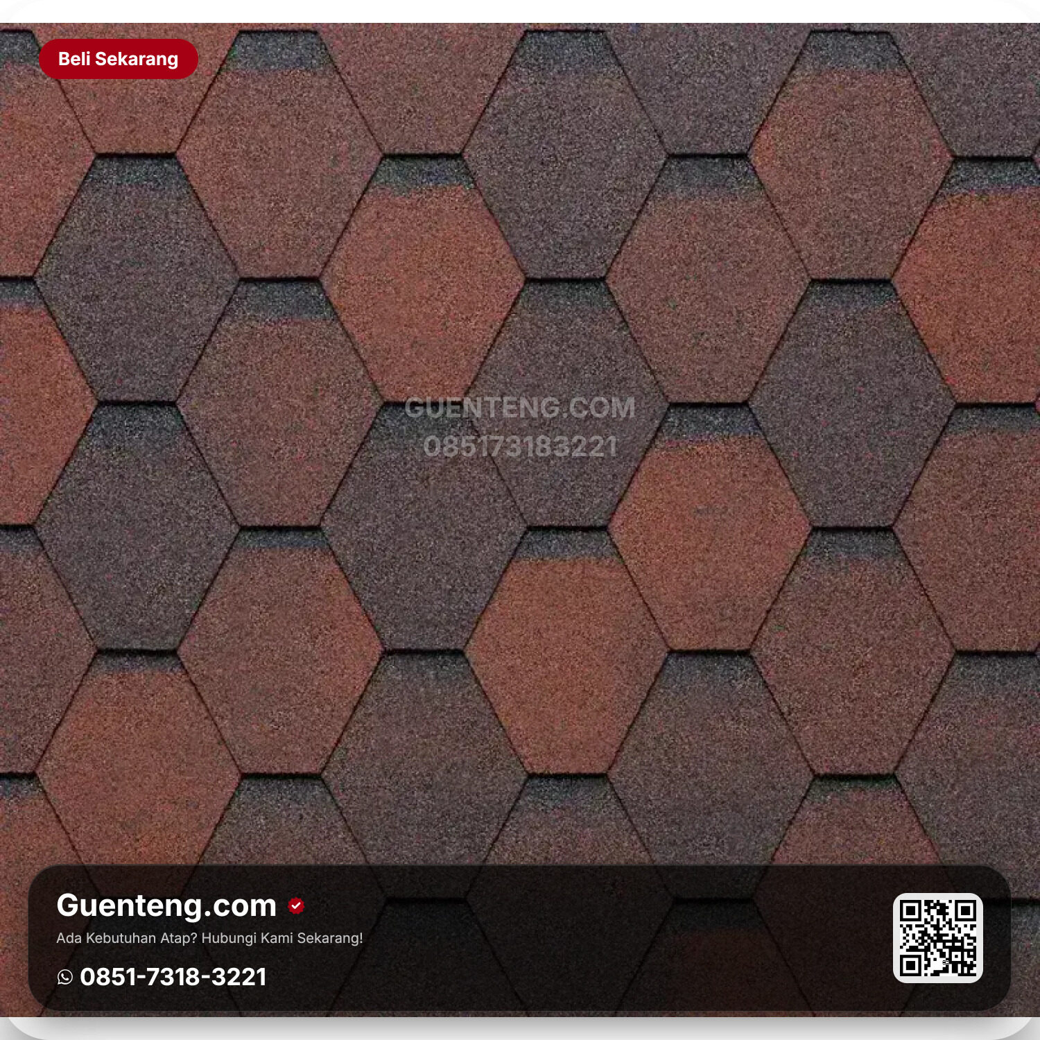 Atap 3 Tab Shingles TEGOLA Atap Bitumen Tegola Eco Roof Hexagonal – 509 Shaded Red