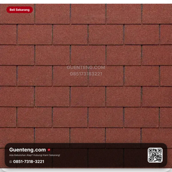 Bitumen 3 Tab Shingles Tegola Atap Bitumen Tegola Premium Rectangular 503 Coppery Red
