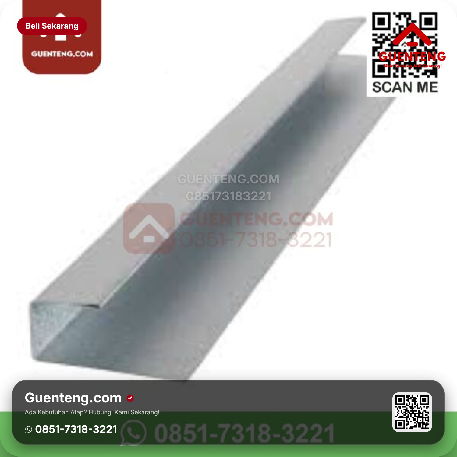 Atap Bitumen 3 Tab Shingles Victory Tamko Flashing Type J (Aluminium, Tebal 0.8 mm, Panjang 2.440 mm) Aksesoris