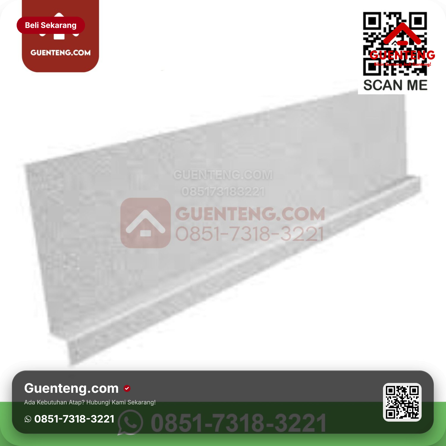 Atap Bitumen 3 Tab Shingles Victory Tamko Flashing Type Z (Counter Flashing) (Aluminium, 0.8mm x 2440mm) Aksesoris