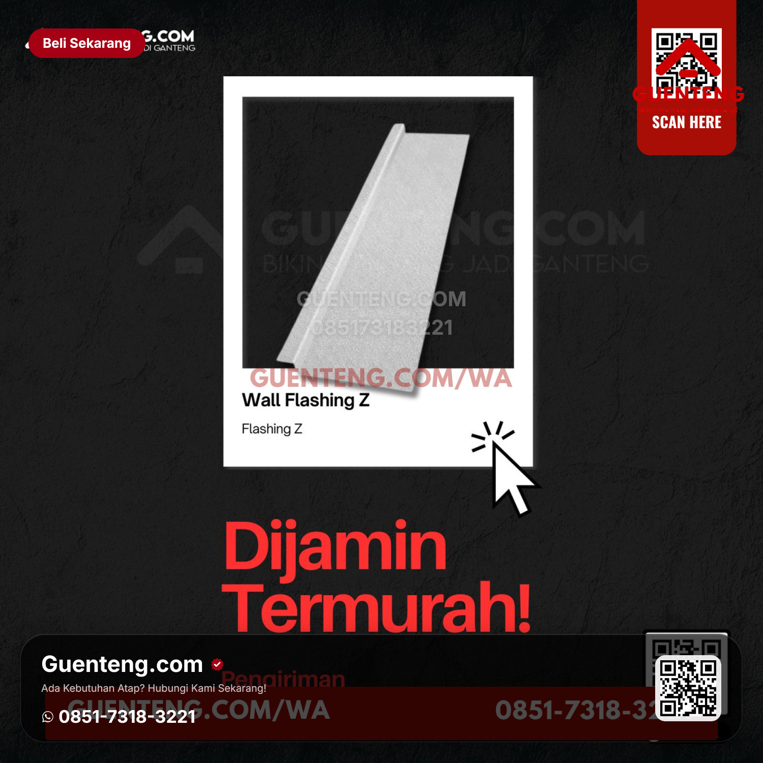 Atap Bitumen 3 Tab Shingles Victory Tamko Flashing Type Z (S) (Aluminium, Tebal 0.8 mm, Panjang 2.440 mm) Aksesoris