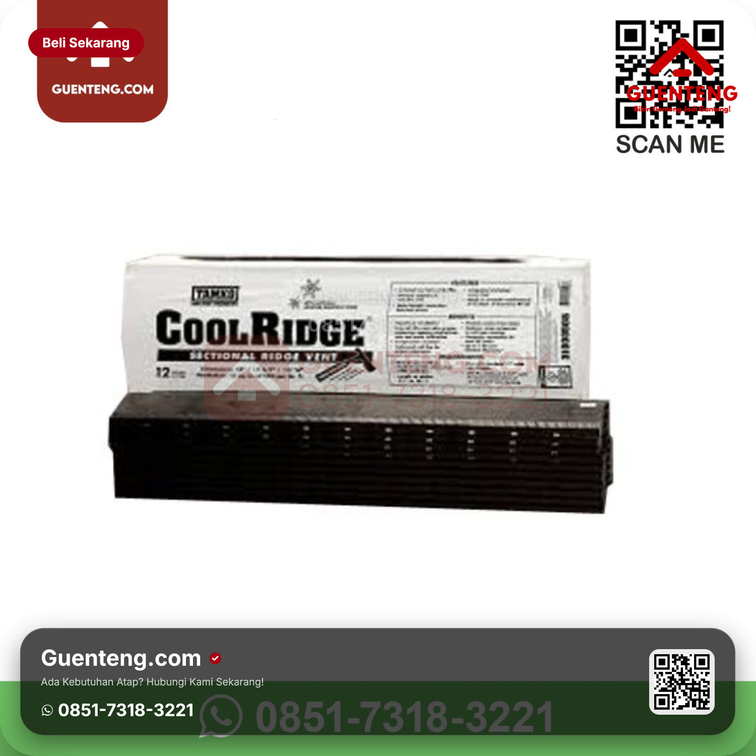 Atap Bitumen 3 Tab Shingles Victory Tamko Cool Ridge (Ventilasi pada Nok Atas, Panjang 1.200 mm) Aksesoris