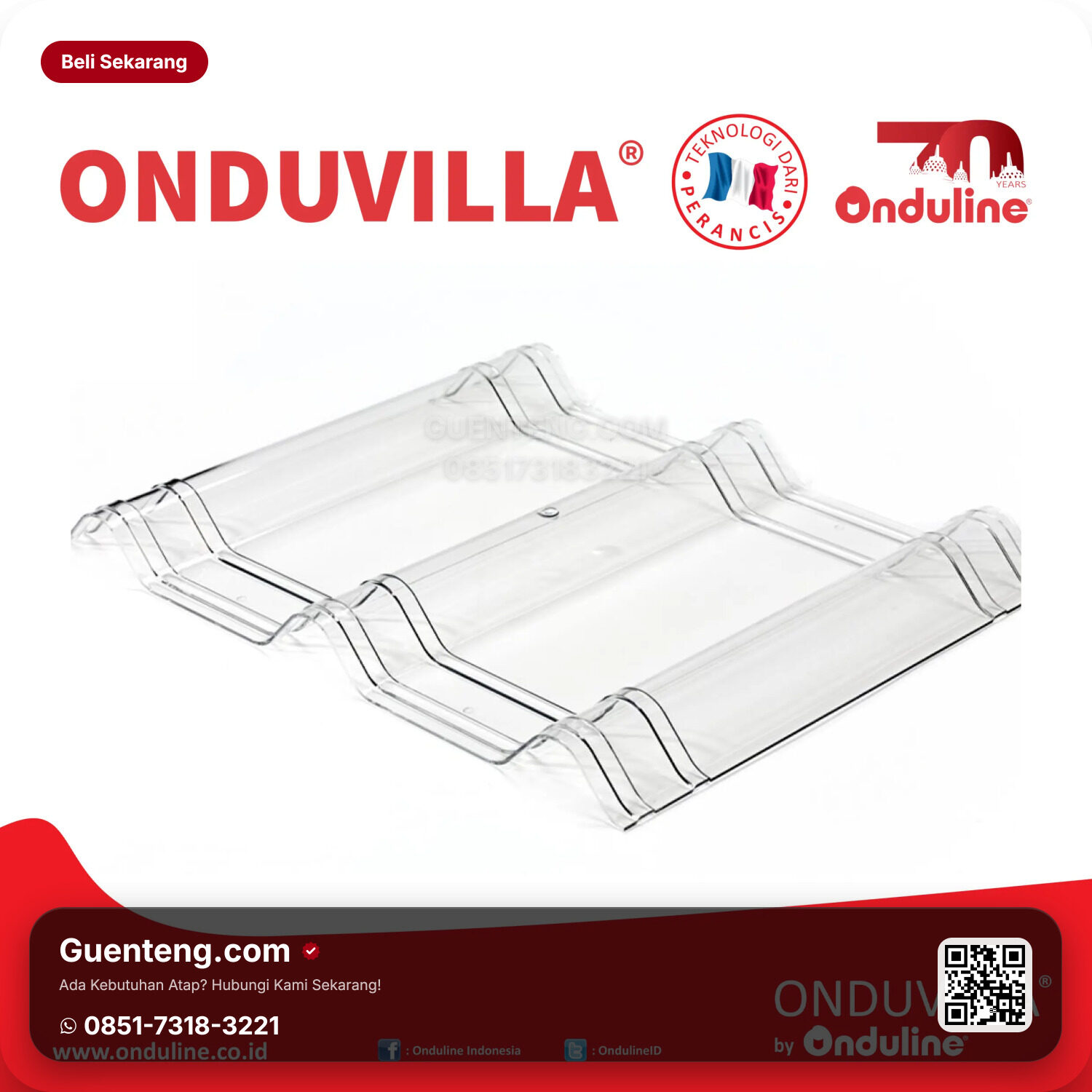 Atap Bitumen Onduline Aksesoris Onduline Genteng ONDUVILLA CLEAR TILE –