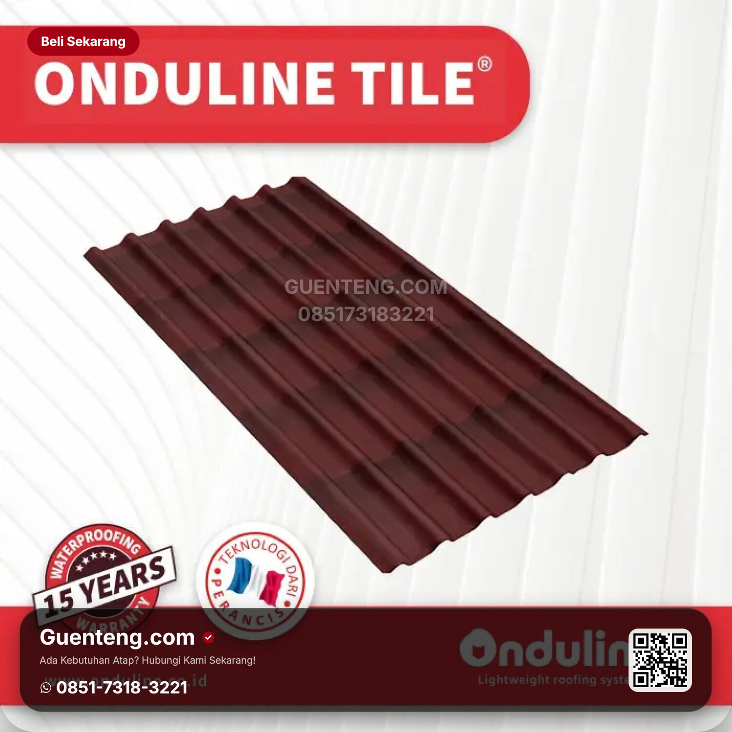 Atap Bitumen Onduline TILE Dual Red 3D