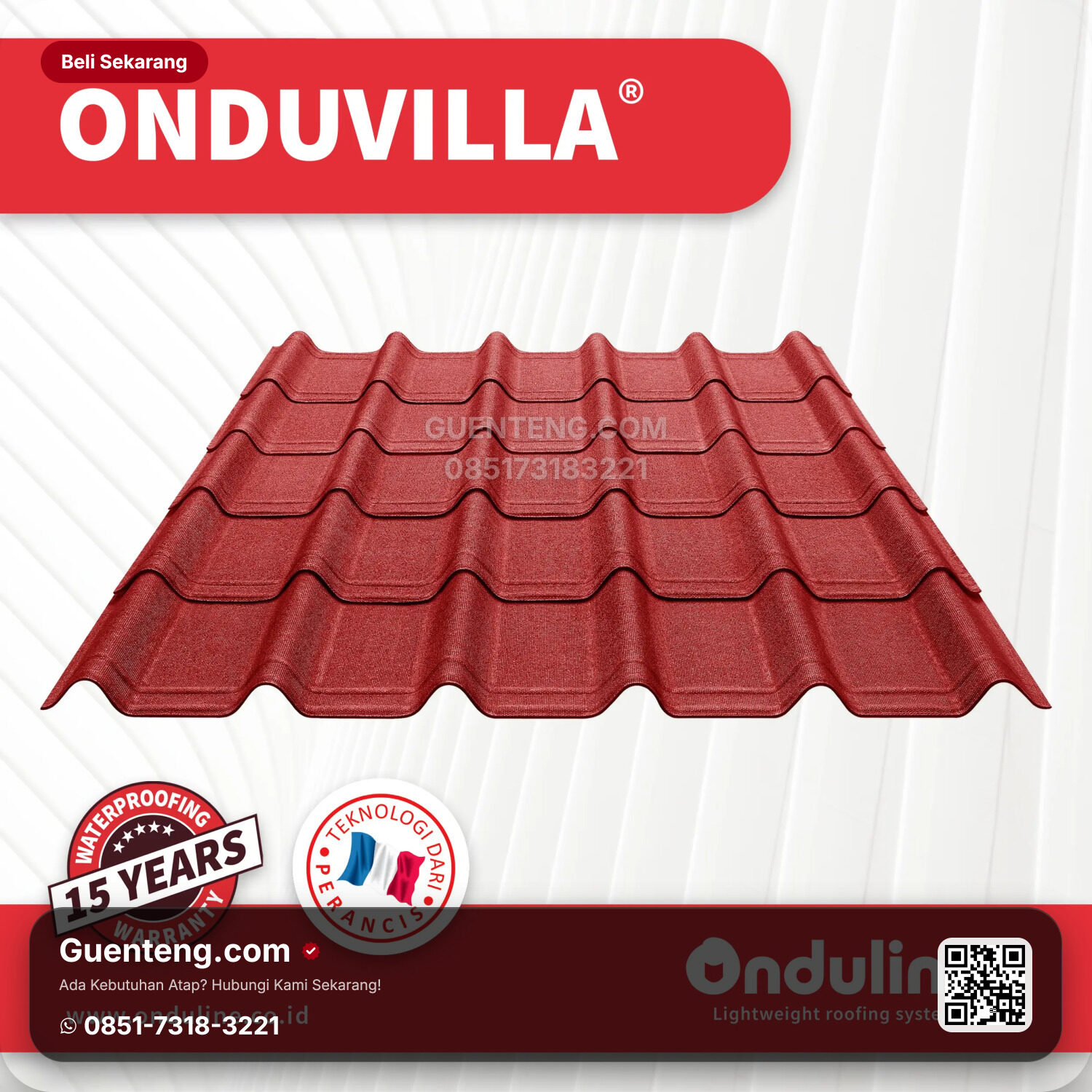 Atap Bitumen Onduline Onduvilla Classic Red