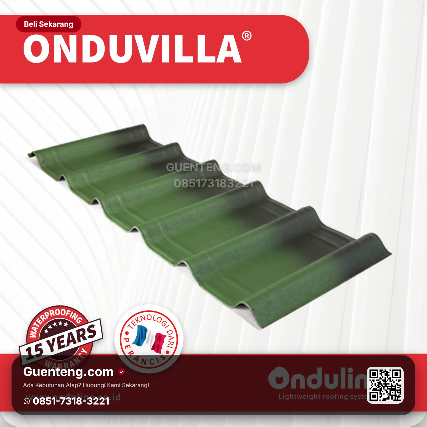 Atap Bitumen Onduline Onduvilla Forest Green 3D