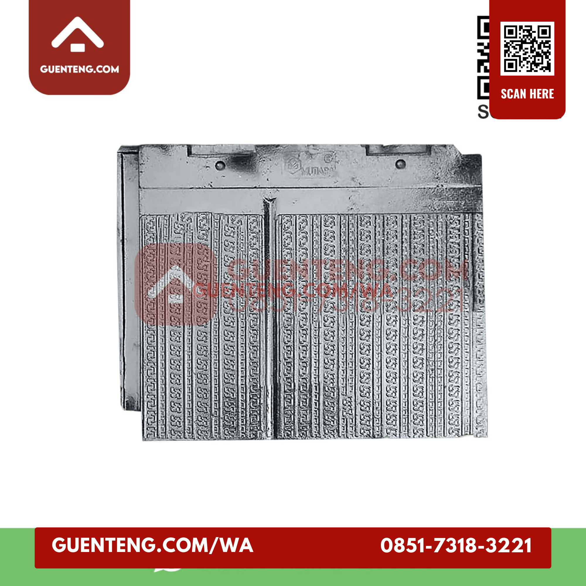 Genteng Flat Horizontal Mutiara Abc Warna Hitam Motif Urat Batu