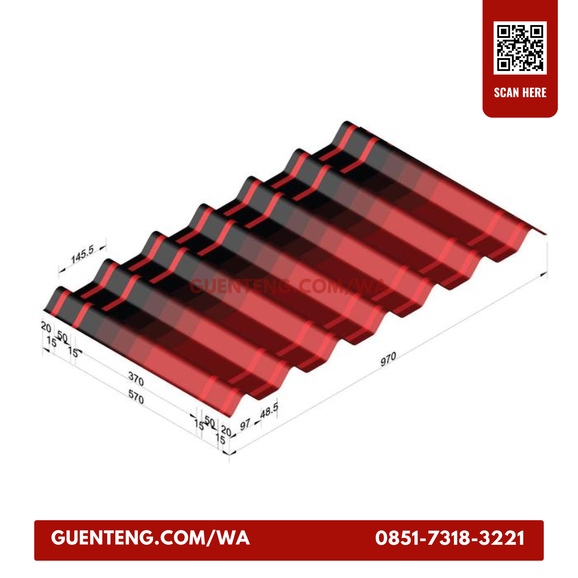 Genteng Onducasa Dual Red 3D
