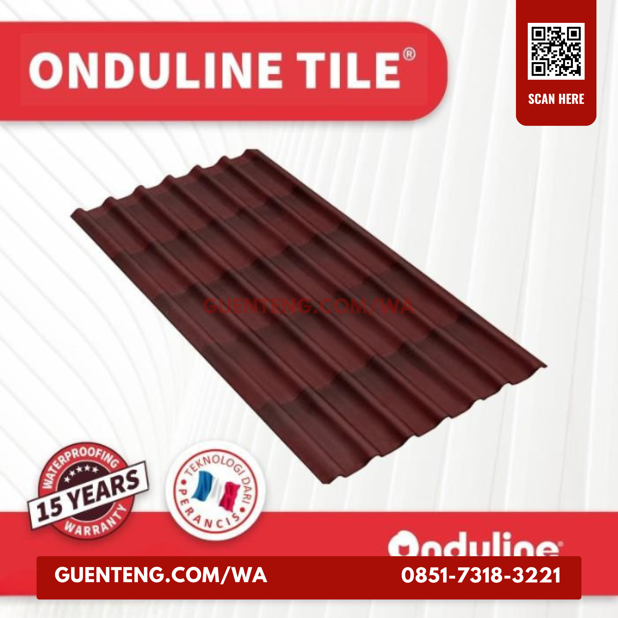 Genteng Onduline Tile Dual Red 3D