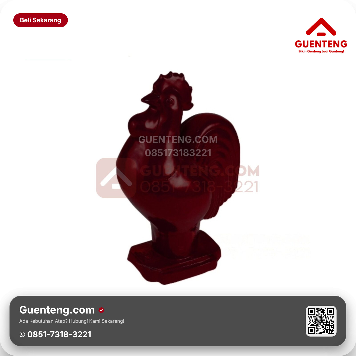 Genteng Keramik Aksesoris Spesial (Ayam) Kanmuri Espanica Maroon Grade 2