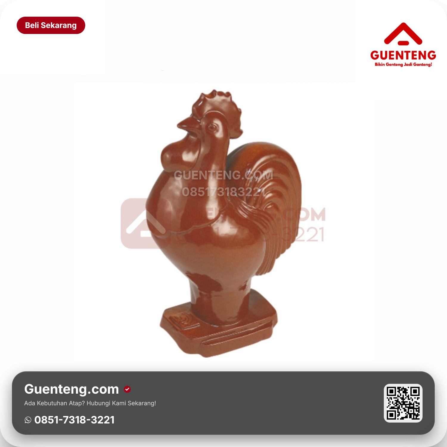 Genteng Keramik Aksesoris Spesial (Ayam) Kanmuri Espanica Medi Red Grade 1