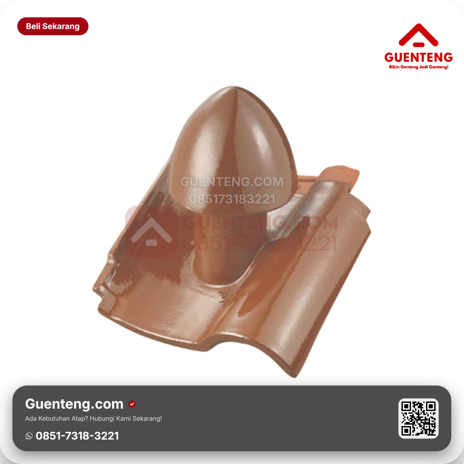 Genteng Keramik Cerobong Udara Kanmuri Espanica Aksesoris Medi Brown Grade 2