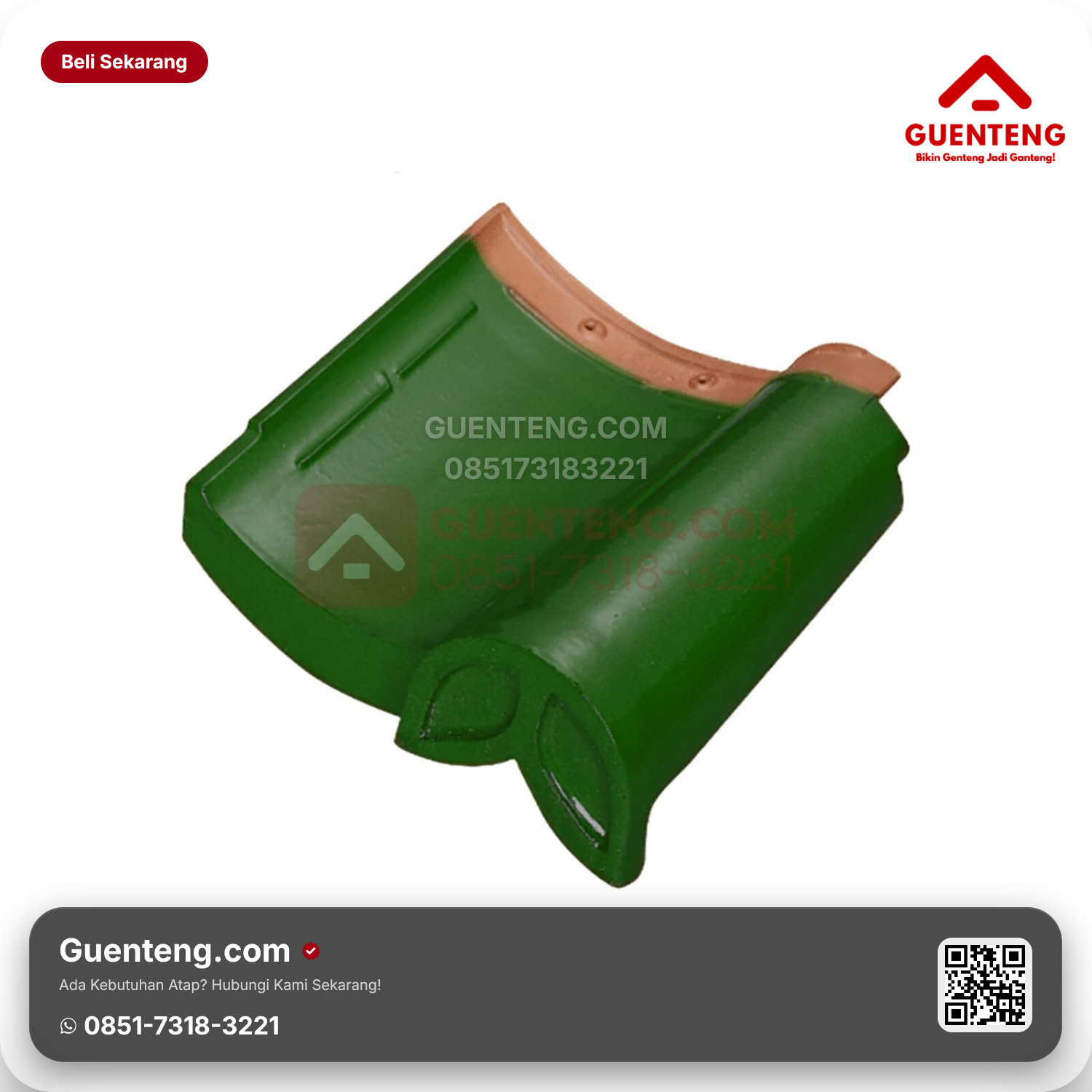 Genteng Keramik Hiasan Akhir (Var 2) Kanmuri Espanica Aksesoris Green Grade 2
