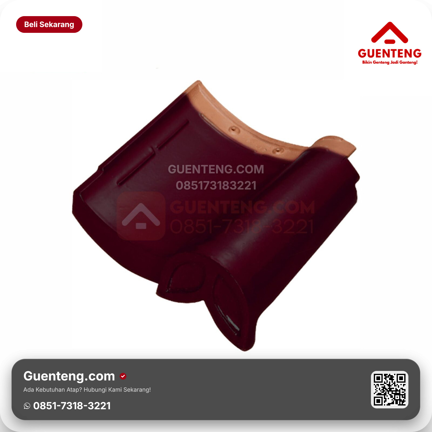 Genteng Keramik Hiasan Akhir (Var 2) Kanmuri Espanica Aksesoris Wine Red Grade 2