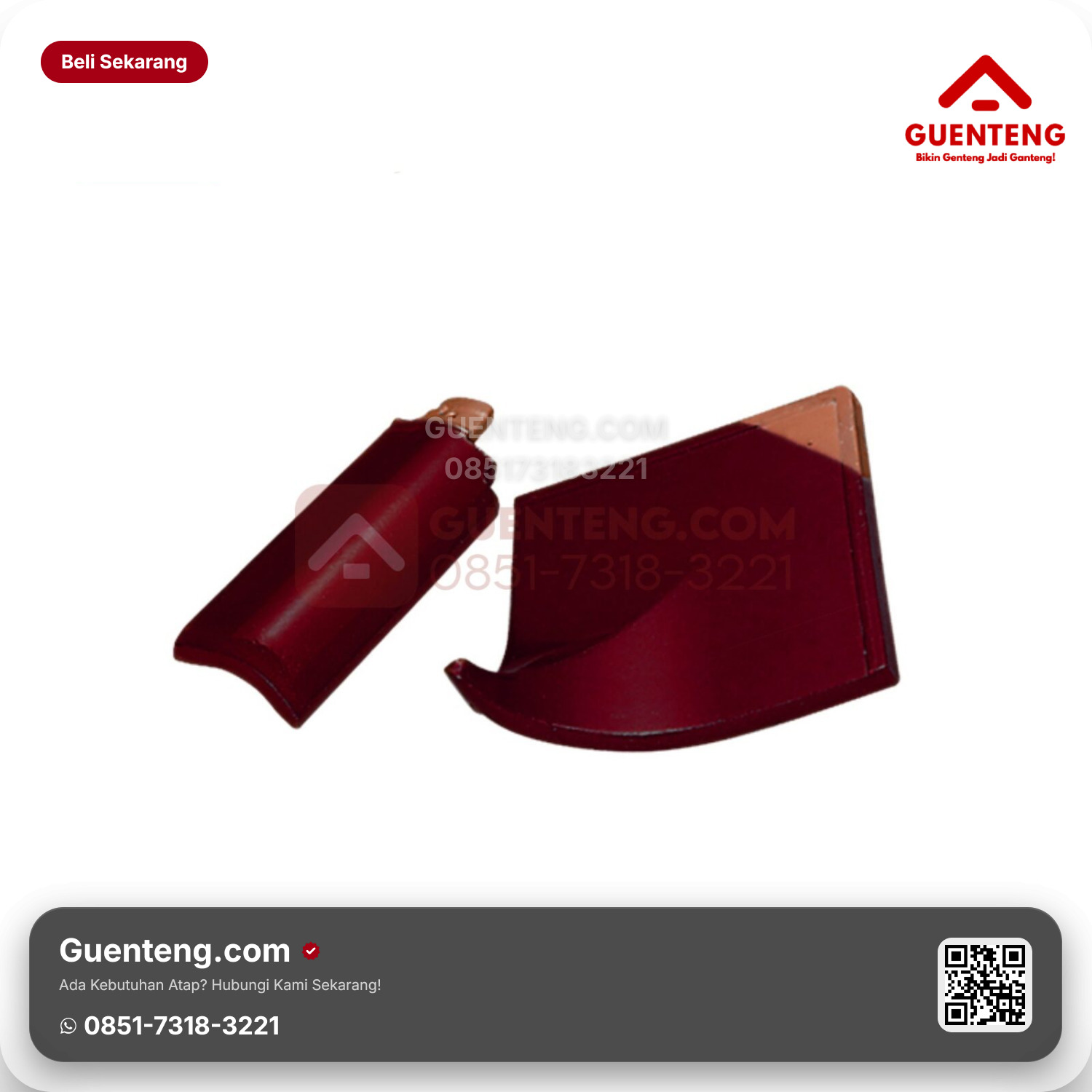 Genteng Keramik Hiasan Sudut Jurai Kanmuri Espanica Aksesoris Maroon Grade 1