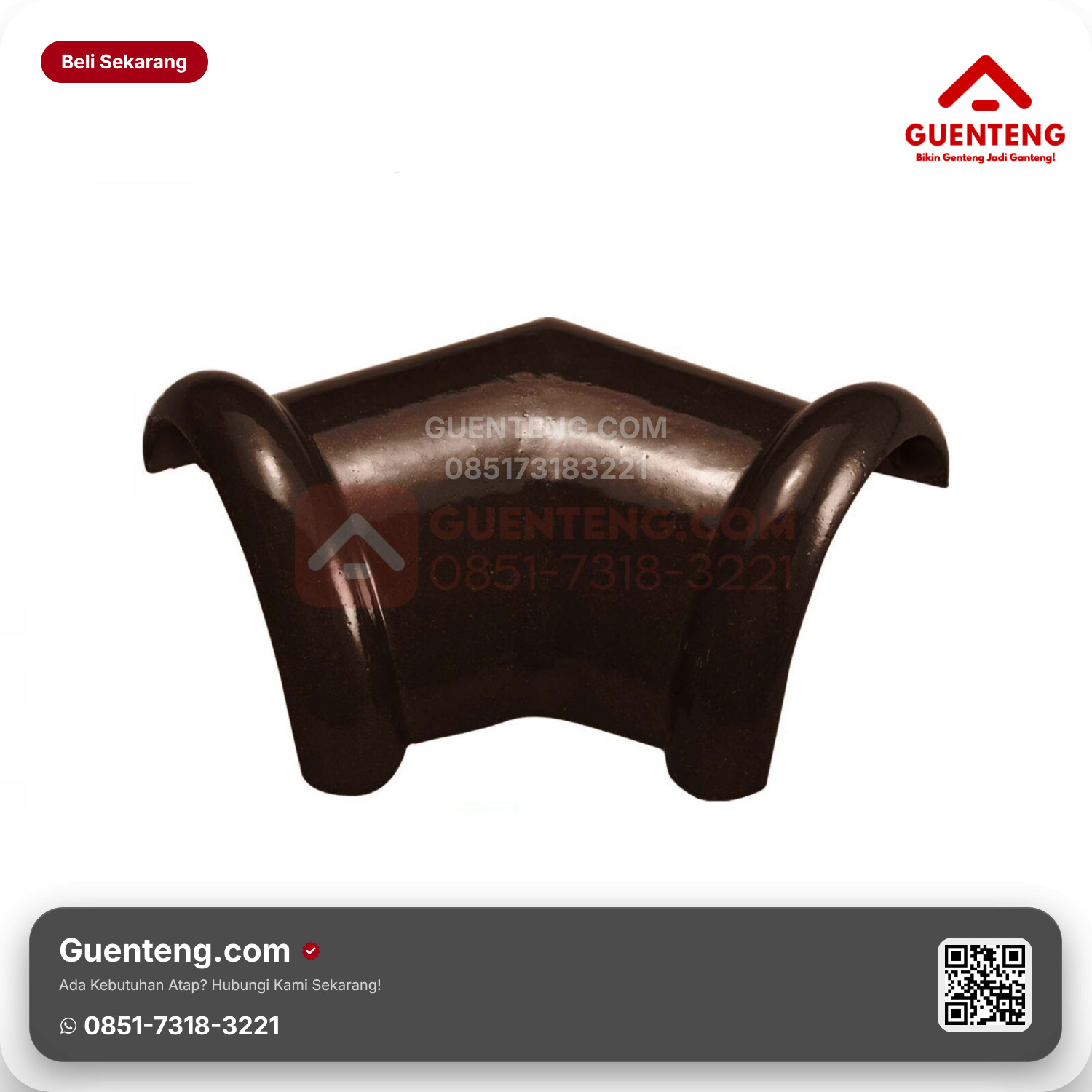 Genteng Keramik Nok 2 Arah (135°) Kanmuri Espanica Aksesoris Brown Grade 1