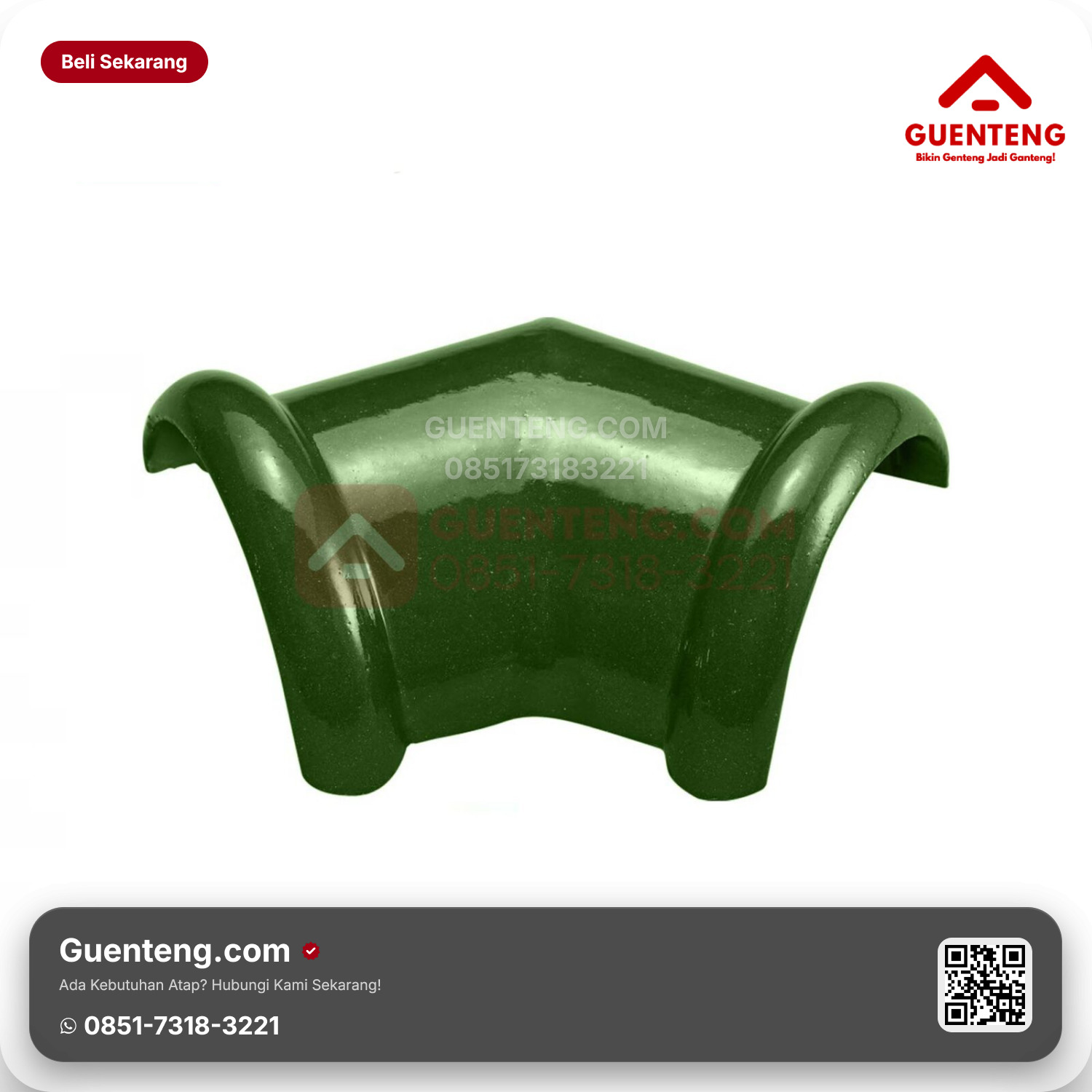 Genteng Keramik Nok 2 Arah (135°) Kanmuri Espanica Aksesoris Green Grade