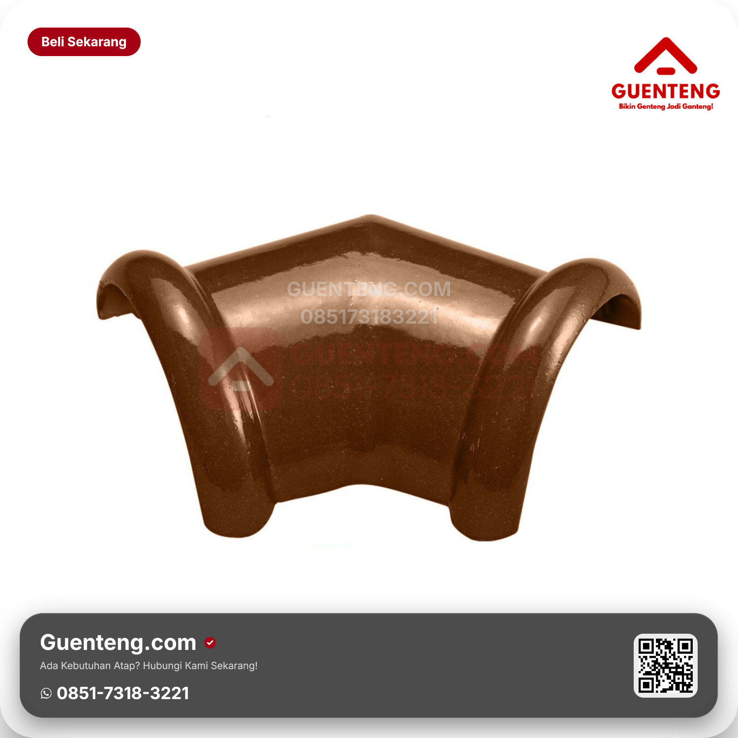 Genteng Keramik Nok 2 Arah (135°) Kanmuri Espanica Aksesoris Medi Brown Grade
