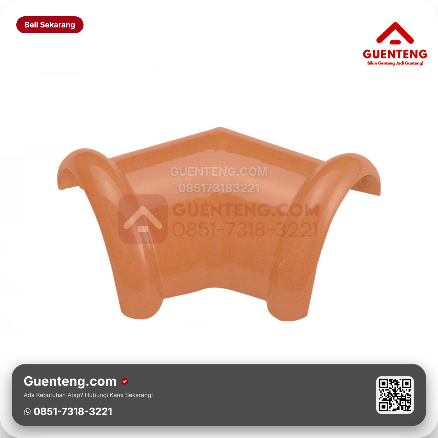 Genteng Keramik Nok 2 Arah (135°) Kanmuri Espanica Aksesoris Unglazed Grade 1
