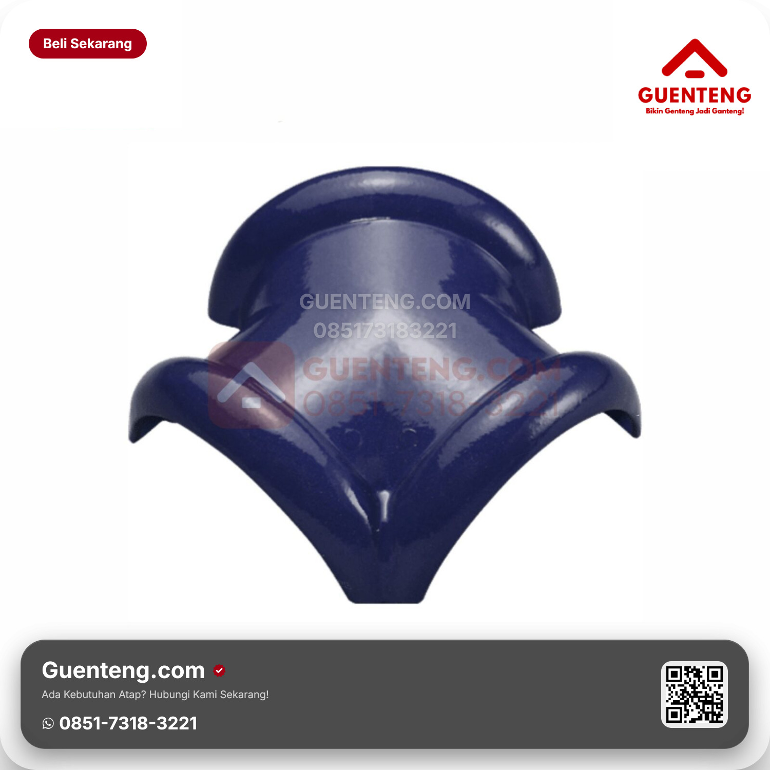 Genteng Keramik Nok 3 Arah Kanan Kanmuri Espanica Aksesoris Admiral Blue Grade 2