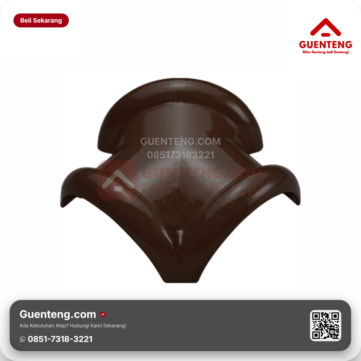Genteng Keramik Nok 3 Arah Kanan Kanmuri Espanica Aksesoris Brown Grade 2