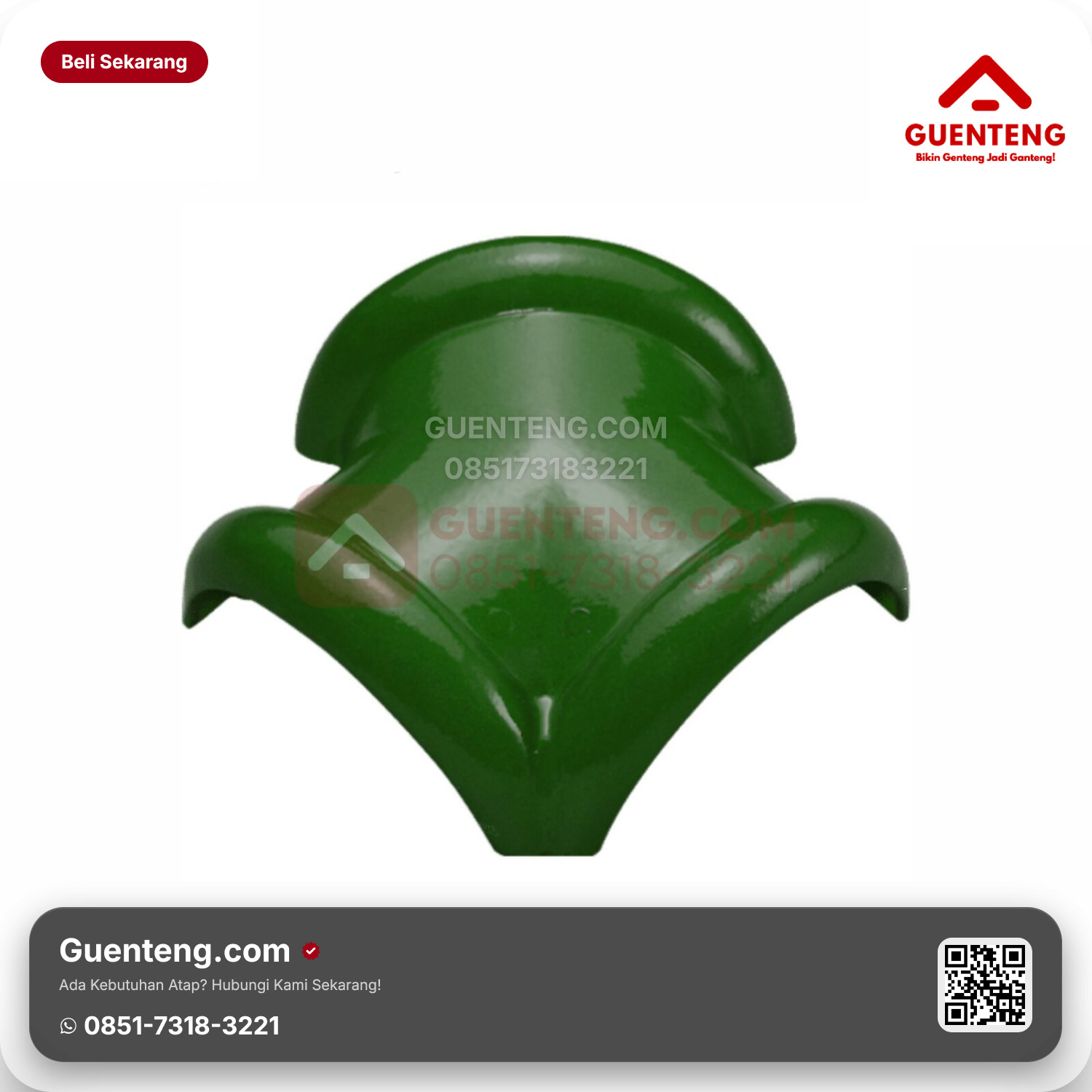 Genteng Keramik Nok 3 Arah Kanan Kanmuri Espanica Aksesoris Green Grade 1