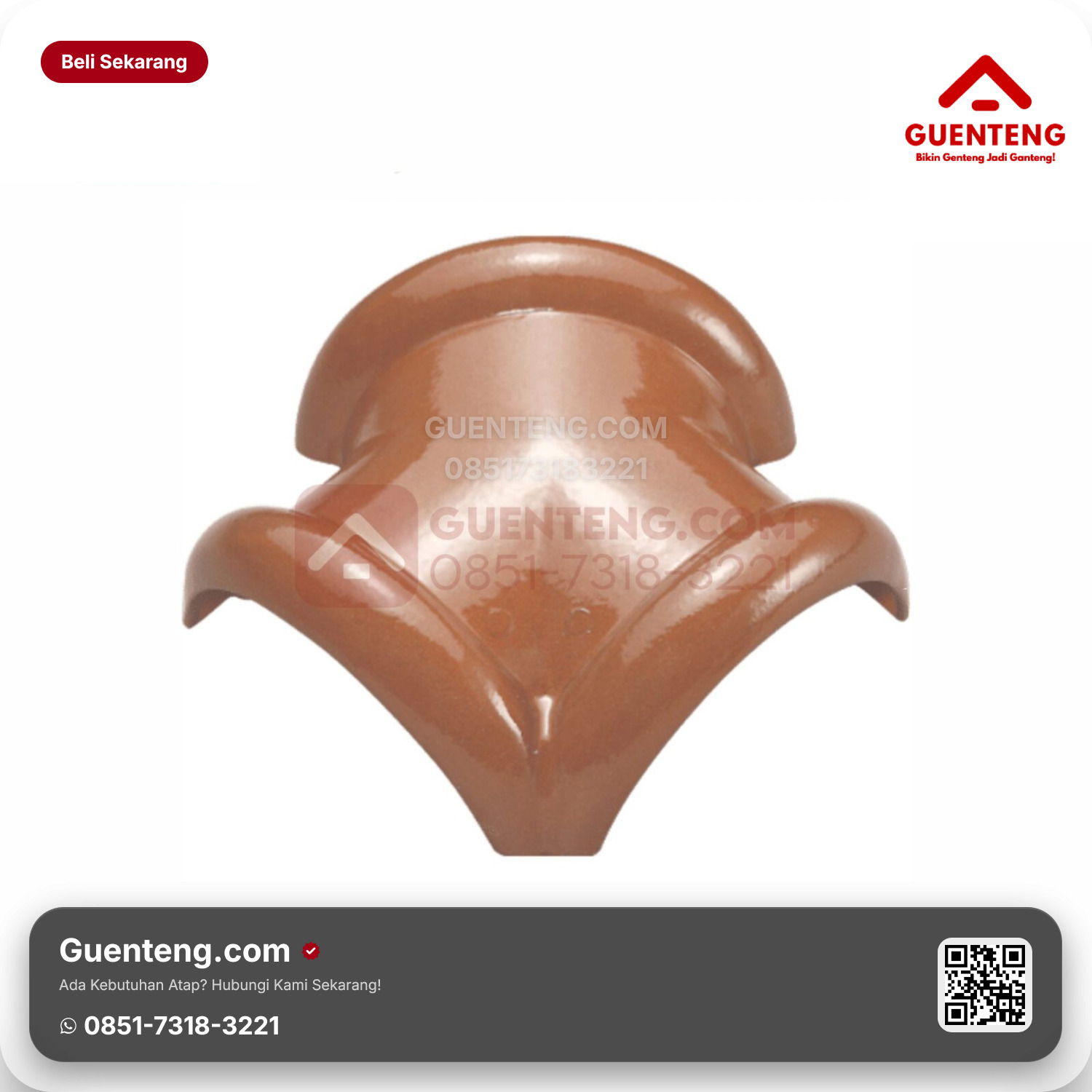 Genteng Keramik Nok 3 Arah Kanan Kanmuri Espanica Aksesoris Medi Brown Grade 1