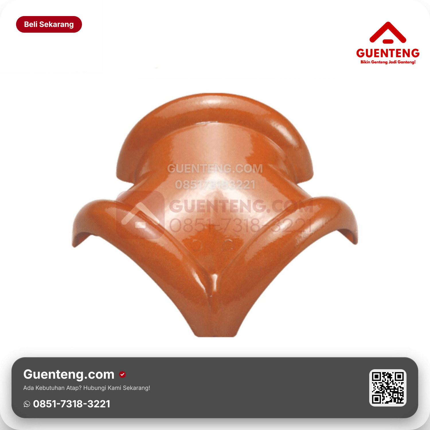 Genteng Keramik Nok 3 Arah Kanan Kanmuri Espanica Aksesoris Unglazed Grade 2